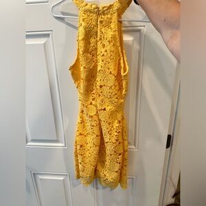 YELLOW Halter neck, chunky lace pattern dress